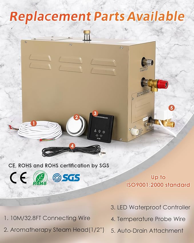 Steam Shower Generator Kit 9KW for Bath Sauna SPA, Aromatherapy Steam Head - Image 6