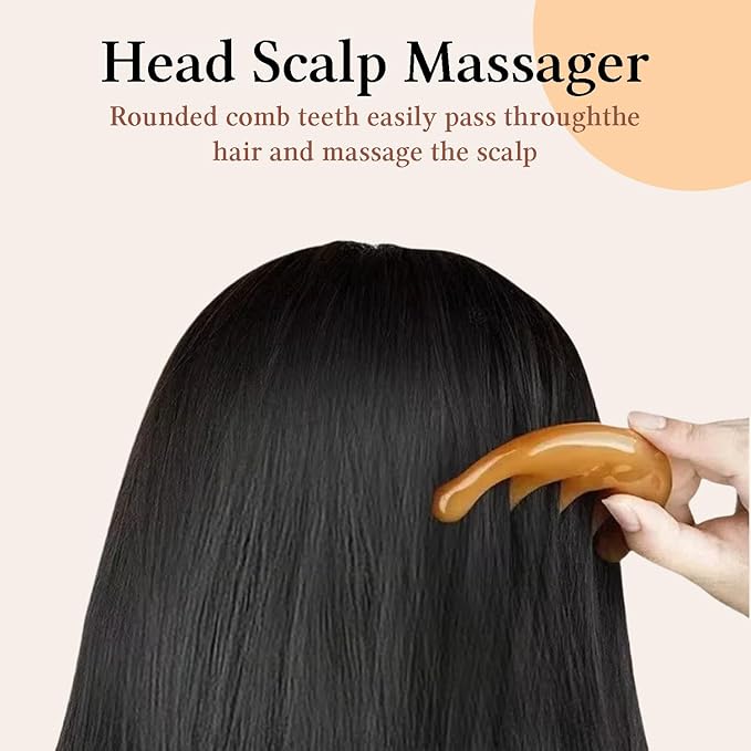 GSHOW Head Massage Comb Scalp Massager Resin Gua Sha Meridian Massage Tool - Image 3