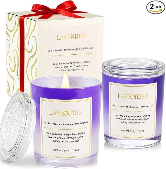 Scented Candles for Home, 2 Pack Wood Wick Soy Wax Scented Candles by CJVIUS