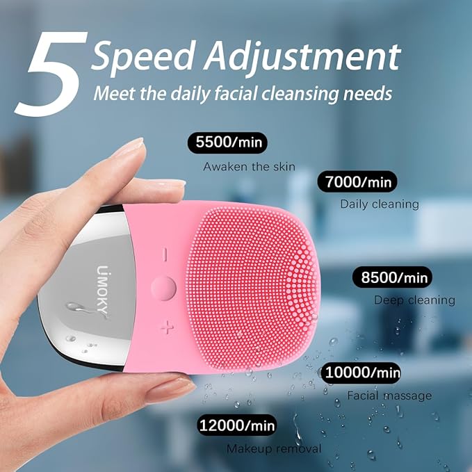 Facial Cleansing Brush, 3-in-1 Electric Silicone Face Scrubber, Vibrating - Image 4