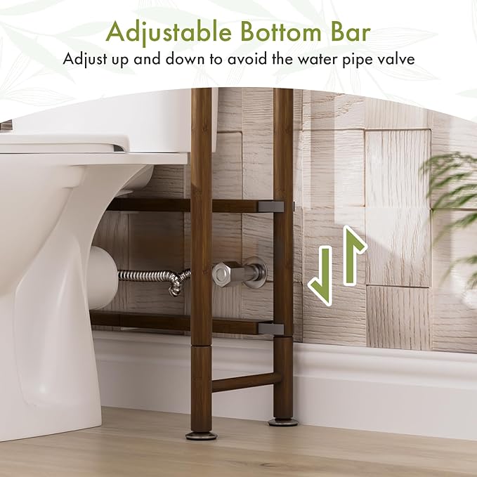 AmazerBath Bamboo Over The Toilet Storage Shelf, Over Toilet Bathroom Organizer - Image 7