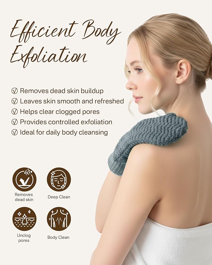 Exfoliating Gloves 2 Pack, Wave Texture Exfoliating Mitt - Image 4