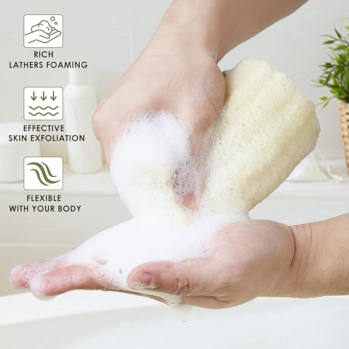6 Pack Natural Loofah Exfoliating Body Scrubber, 5 Inches Organic Luffa Bath - Image 3