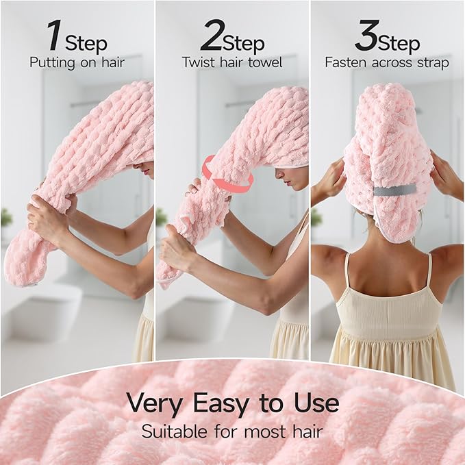 REDKISS 3 Pack Microfiber Hair Towels - Image 3