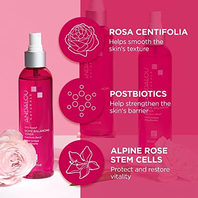 Andalou Naturals Toner, 1000 Roses Biome Balancing Facial Toner, Refreshing & - Image 4