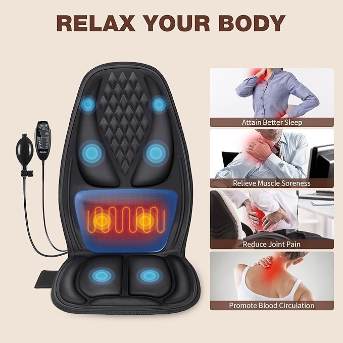 Back Massager with Heat with 8 Motors, Massage Chair Pad, Seat Massager with - Image 6