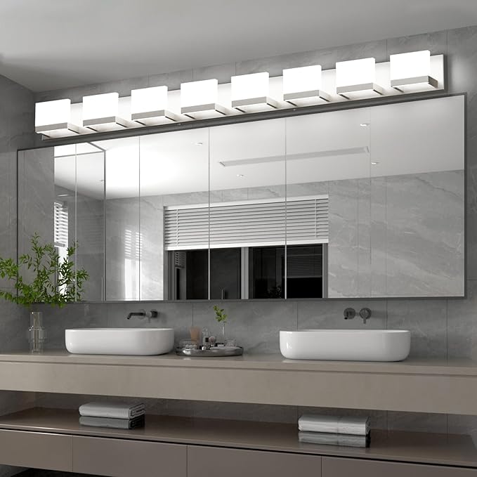 Tipace 8 Lights LED Modern Vanity Light Brushed Nickel Bathroom Lighting - Image 9