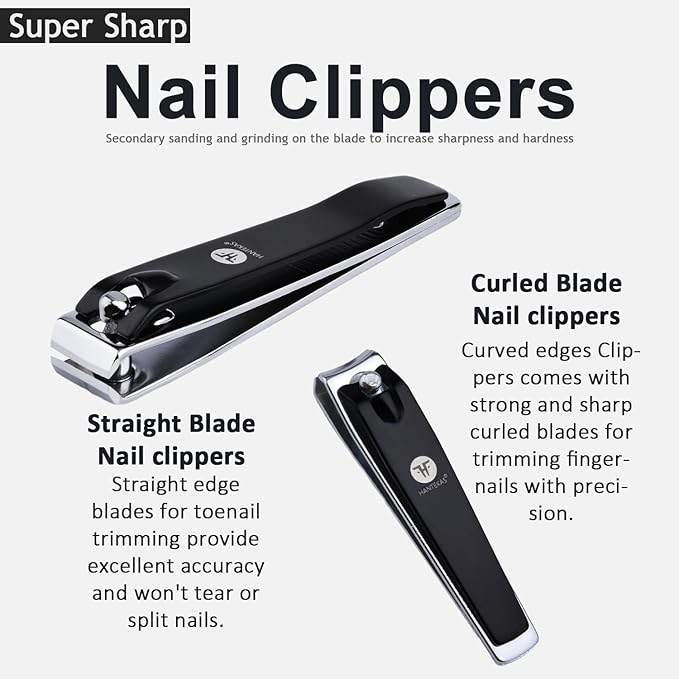 HANTEKAS Manicure Pedicure Set 8pcs Stainless Steel Nail Clippers Kit - Image 5