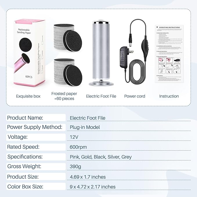 Electric Foot File Remover Callus: Profesional Pedicure Tool - Image 7