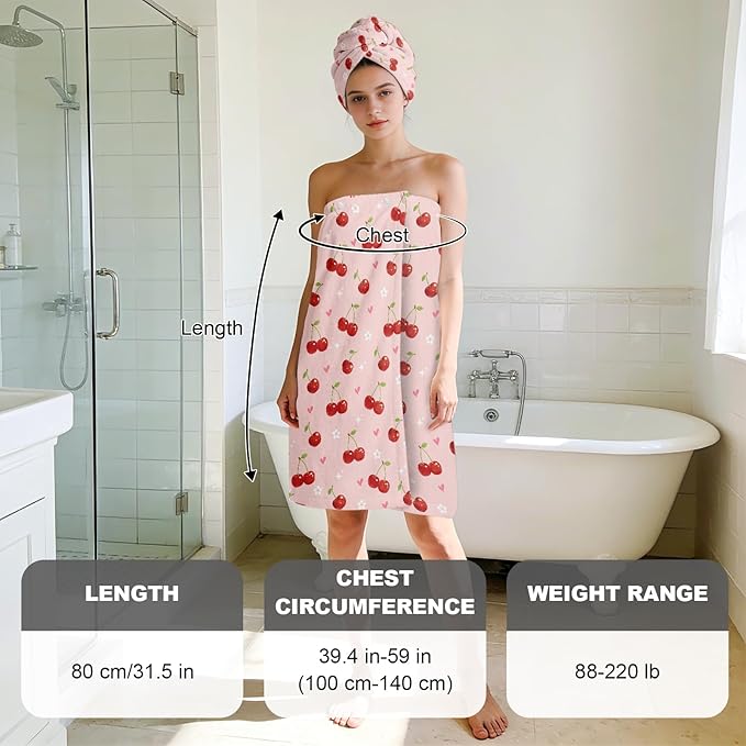 Absorbent Bath Towel Wrap Set for Women, Microfiber Shower Robe Body Towel - Image 3