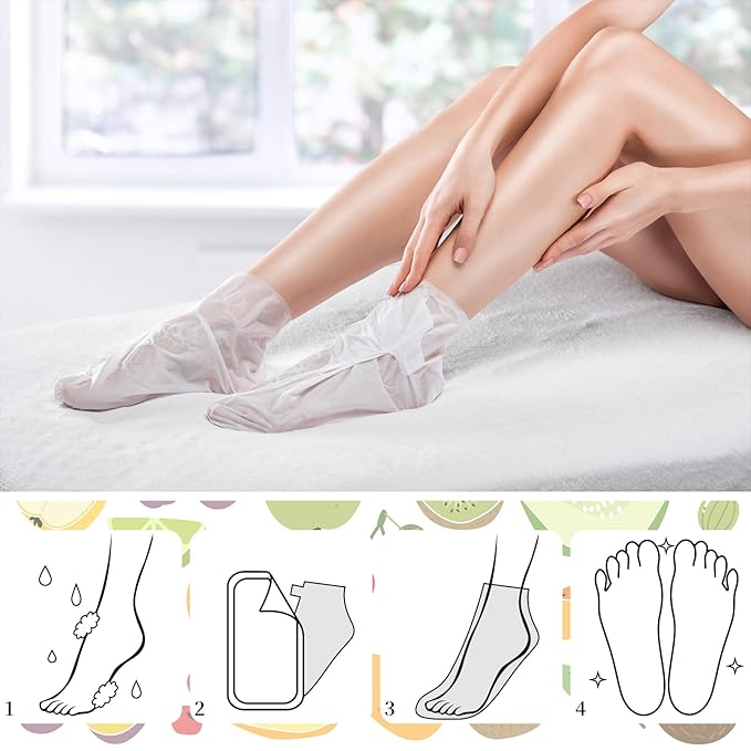 24 Pcs Fruits Beauty Foot Mask Bulk Hydrating Foot Moisturizing Socks Shea - Image 4