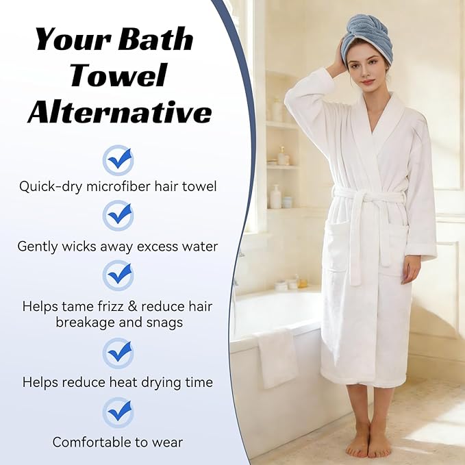 Microfiber Hair Towel Wrap for Women, Soft Lightweight Quick Dry Turban - Image 4