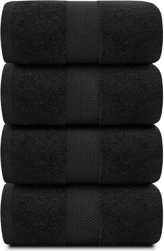 White Classic Luxury Black Bath Towels Extra Large | 100% Soft Cotton 700 GSM - Image 2