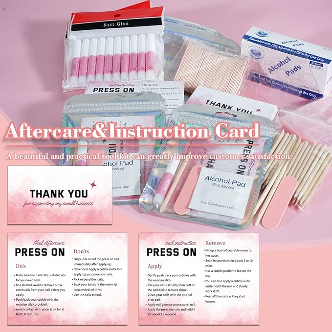 Press On Nail Tool Kit for Nail Business, Nail Prep Application Disposable Kit - Image 6