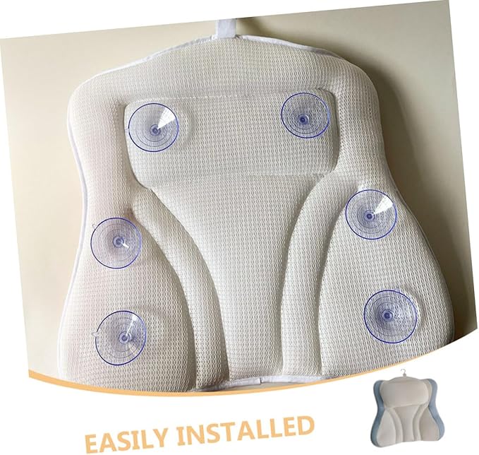 Bath Pillow for Tub with Suction Cups, Mesh Bath Neck Pillow 48x42x10cm - Image 9