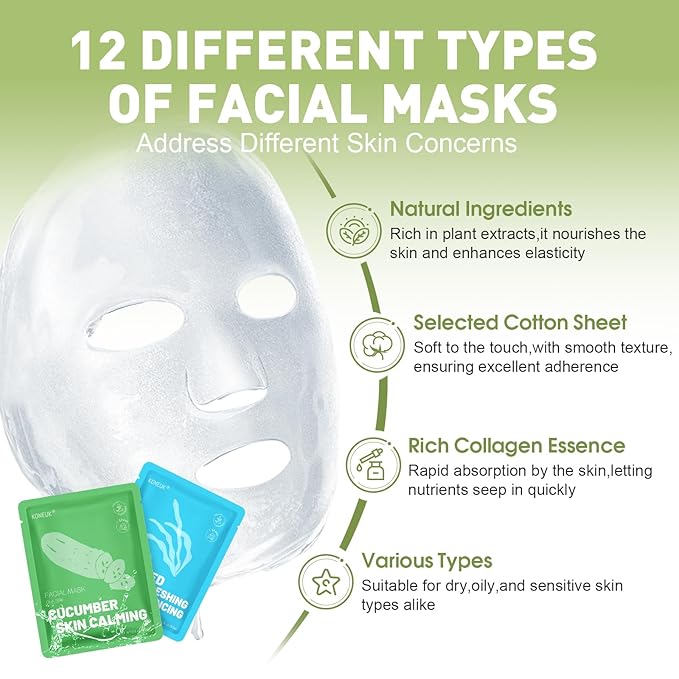 KONEUK 48 Pack Collagen Hydrating Face Masks Skincare - Image 2