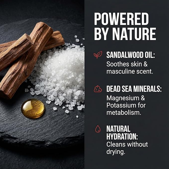 Dead Sea Collection Sandalwood Men’s Body Wash – 3 in 1 Body Wash - Image 3