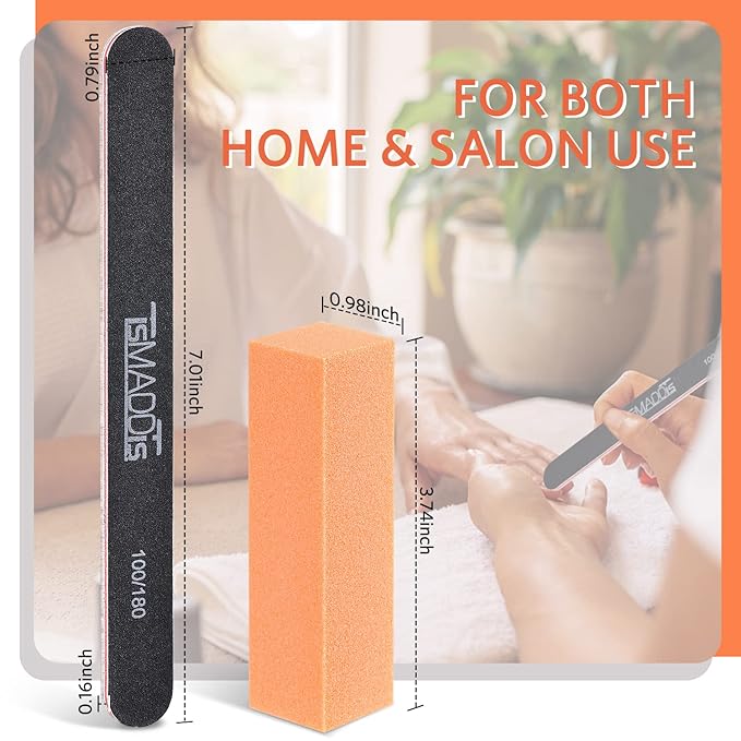 TsMADDTs Nail Files and Buffers, Professional Manicure Tools Kit Rectangular - Image 5