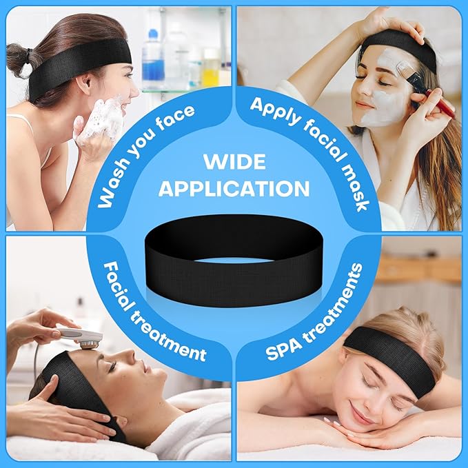 Noverlife 100PCS Disposable Spa Facial Headbands, Stretch Soft Skin Care Hair - Image 6