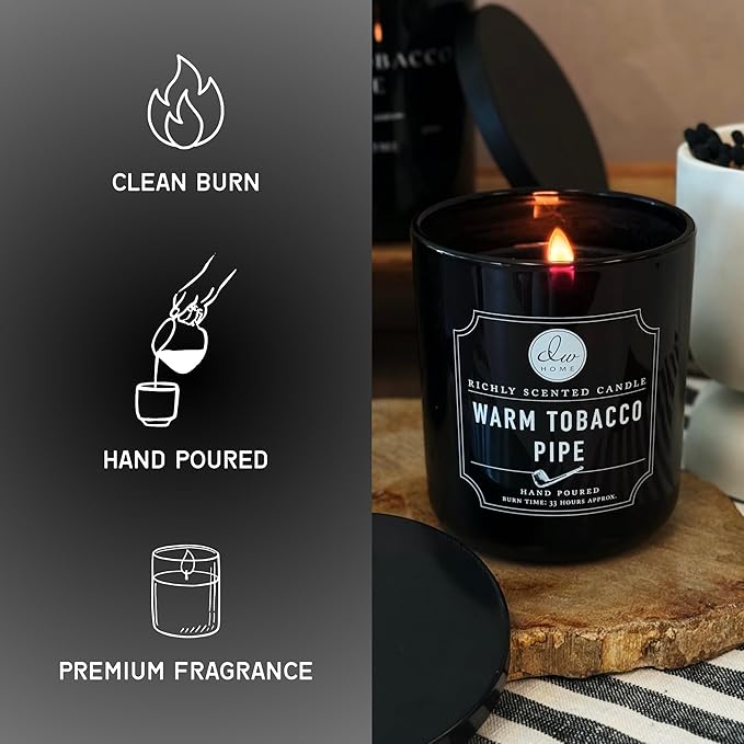 DW Home Warm Tobacco Pipe Scented Candles, 15 oz Large Double Wick Jar - Image 3