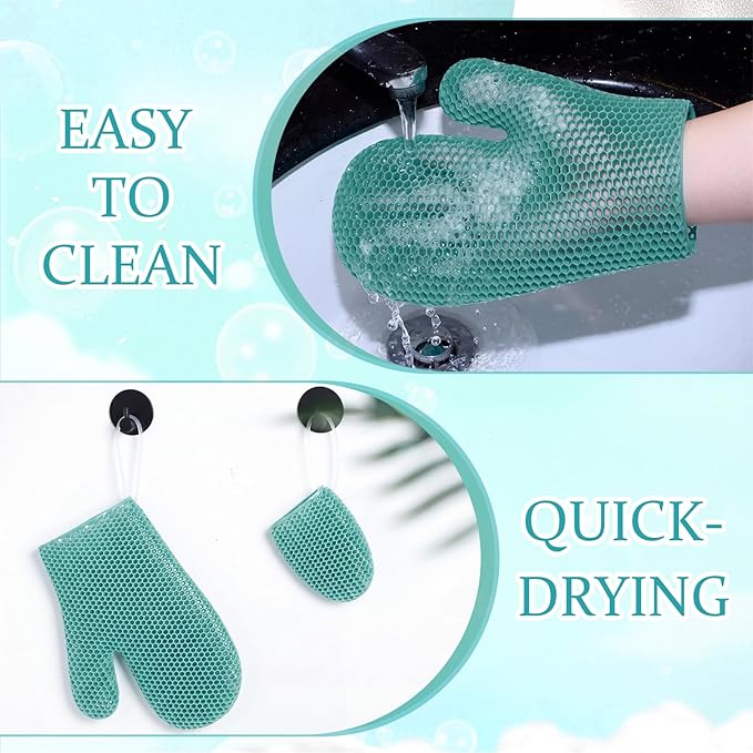 Karenhi 2 Pcs Honeycomb Exfoliating Glove Set Exfoliating Bath Mitt Honeycomb - Image 4