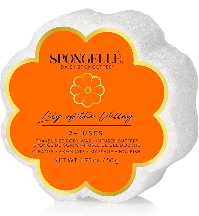 Spongellé Lily of The Valley Daisy Spongette Bath Sponge | Built-in Body Wash & by Spongell%C3%A9