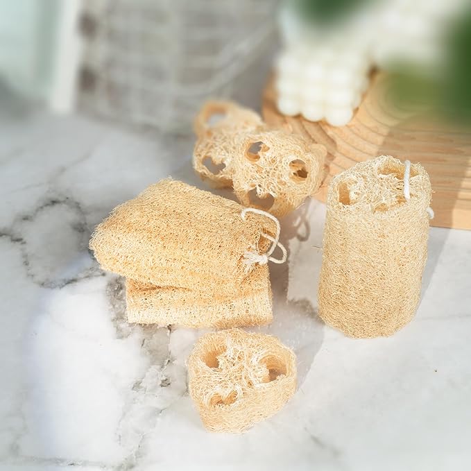 Natural Loofah 6-Pack, 4 Inch 100% Plant Fiber Exfoliating Sponge, Spa & Shower - Image 3