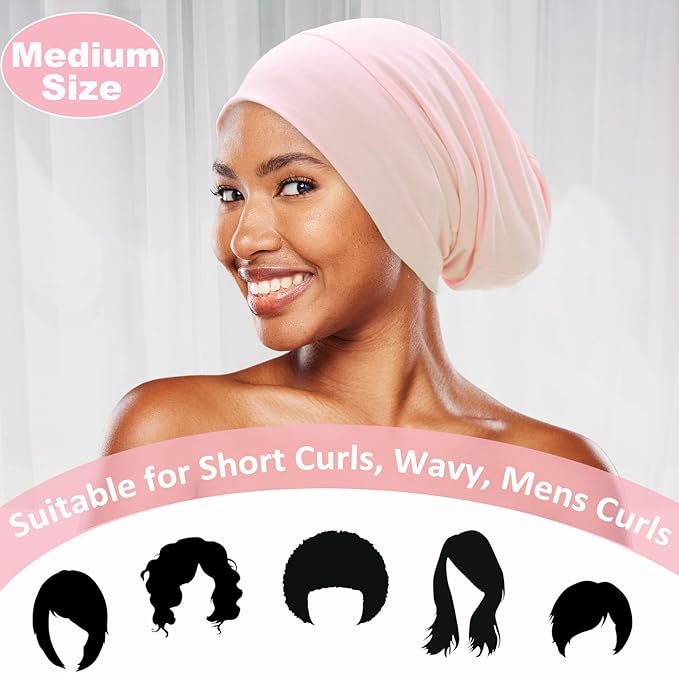 Sleep Cap Bonnet for Sleeping Black Women, Adjustable Cooling Ice Silk Lined - Image 3