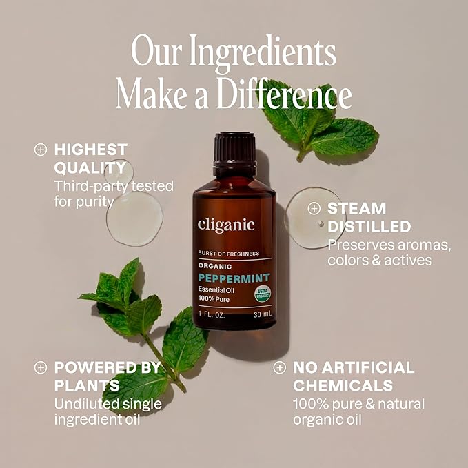 Cliganic Organic Peppermint Essential Oil, 100% Pure Natural Undiluted - Image 2