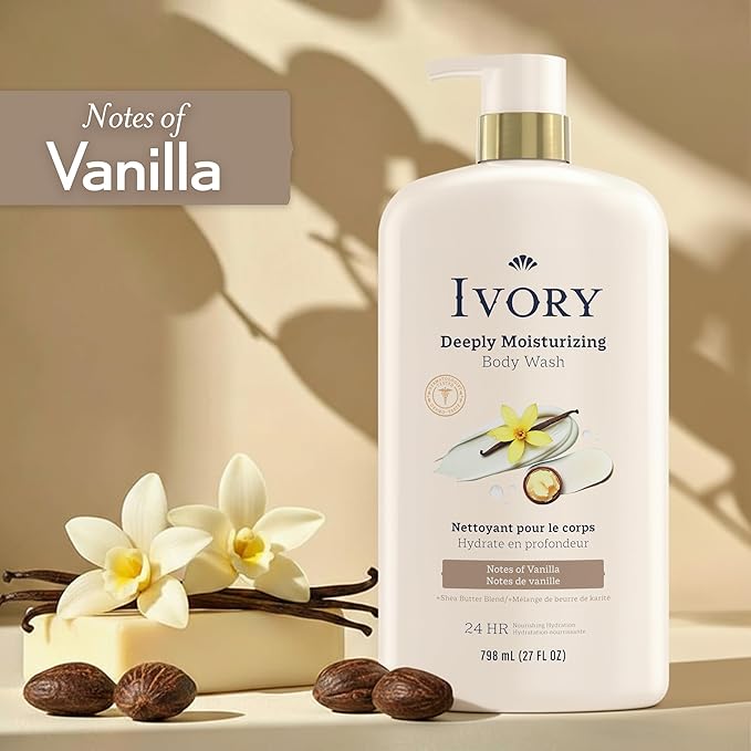 Ivory Hand & Body Lotion + Body Wash Bundle, Vanilla Scent, 24hr Moisturizing & - Image 5