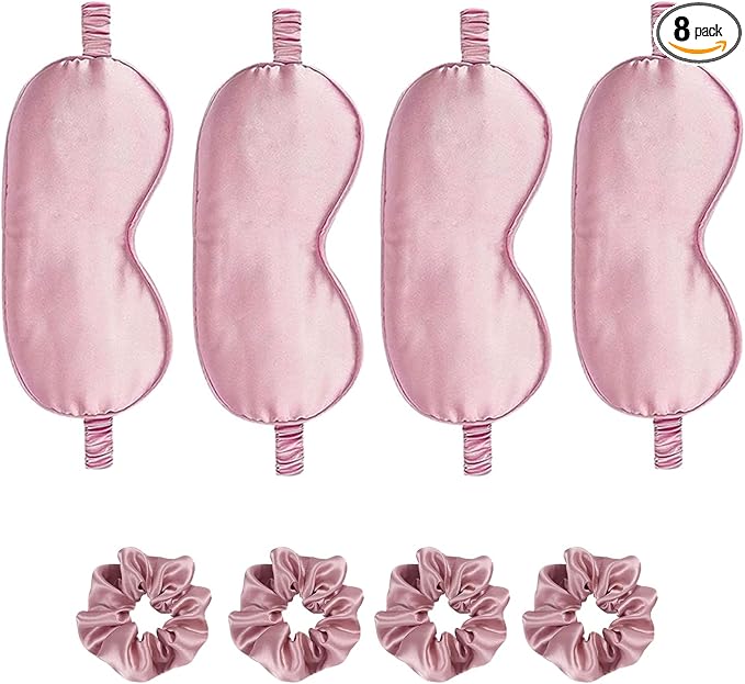 Satin Eye Mask 8Pcs Silk Sleep Masks Silky Blindfold Eyeshade Blackout Eyes by WJingYiJia