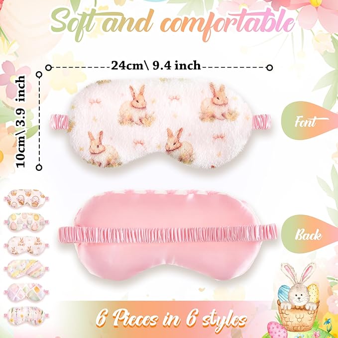 Cuffbow 6 Pack Plush Sleep Mask Set, Cute Plush Eye Masks - Image 2