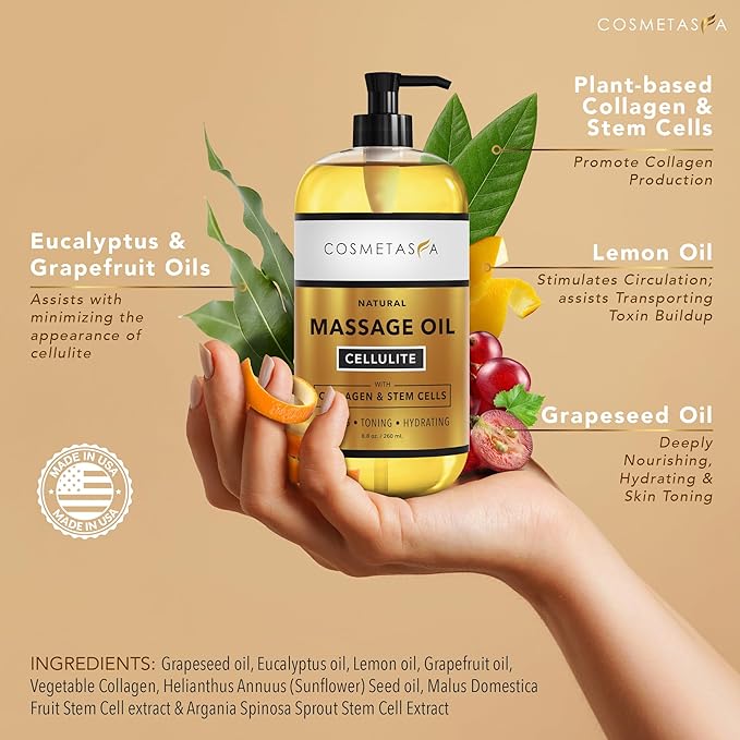 Cosmetasa Anti Cellulite Massage Oil – Lymphatic Drainage & Firming Body Oil - Image 2