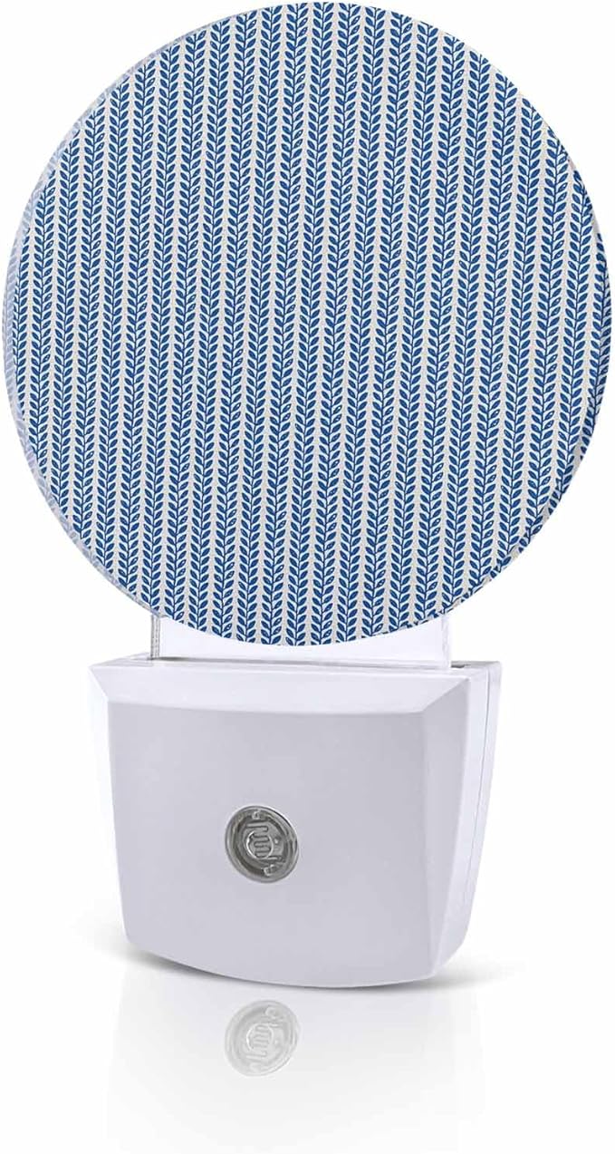Night Lights Auto Sensor Blue Pinstripes Night Light Woven Denim Striped Round by Home+L6