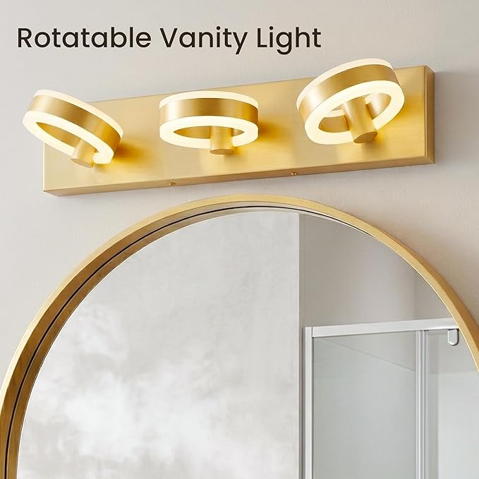 LED Bathroom Light Fixtures, 24inch Gold Vanity Lights, Modern 3 Light Acrylic - Image 4