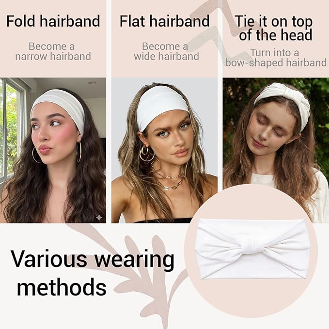 2 Pack White Wide Headbands for Women - Image 5