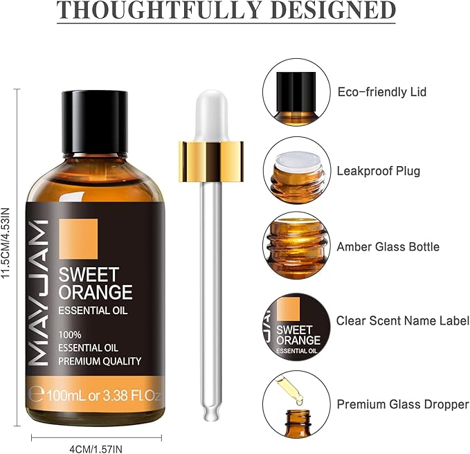 Sweet Orange Essential Oil, MAYJAM 100ml Premium Quality Sweet Orange Oil - Image 6