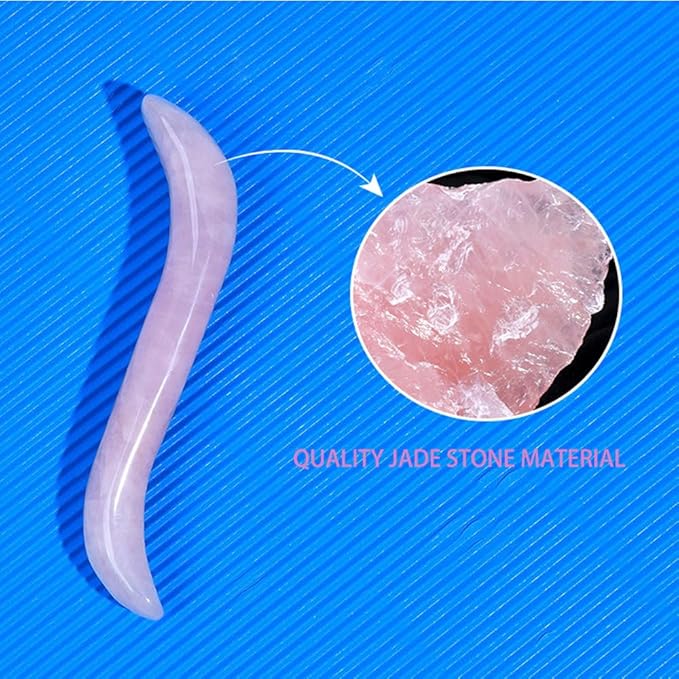 Massage Stones Guasha Roller Pink Jade Gemstone Meditation Healing Stick Stone - Image 6