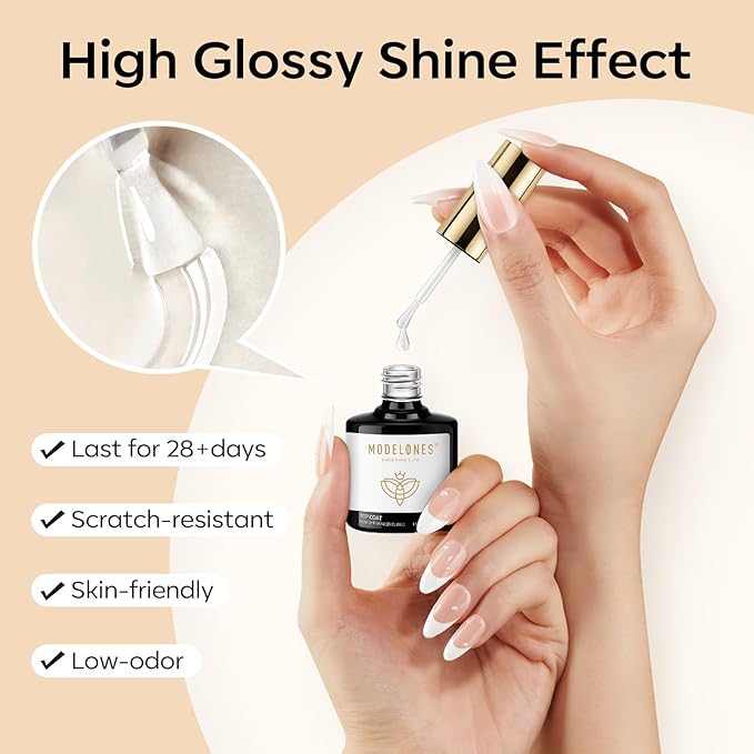 modelones X Gel Nail Glue and Top Base Coat Set, 15ML 3 PCS No Wipe Clear Gel - Image 7