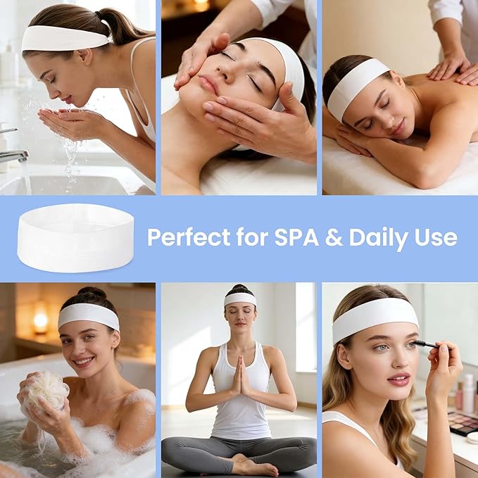 UNOISETION Disposable Spa Headbands 50 Pcs, Non-Woven Fabric Stretch Headband - Image 7