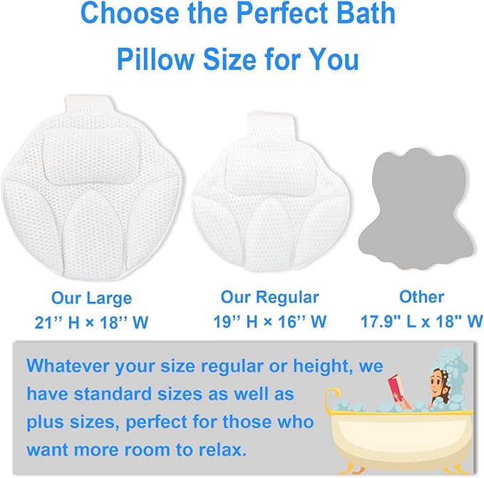 Luxury Oversized Bath Tub Pillow Fits All Bathtubs, Secure Support - Image 2