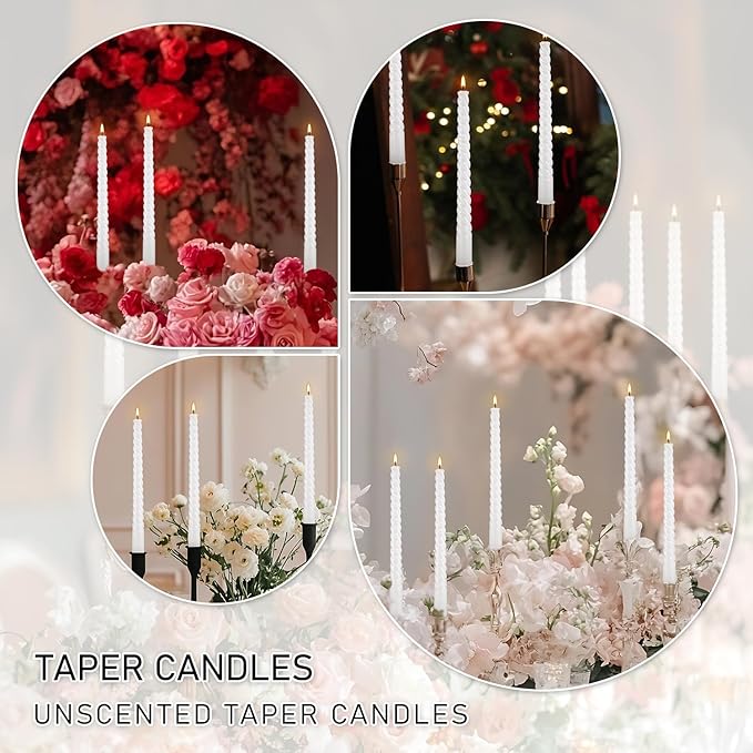 WPONSZU 10 Inch White Spiral Taper Candle Set of 12 Pack Unscented Dripless - Image 6