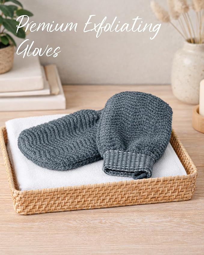 Exfoliating Gloves 2 Pack, Wave Texture Exfoliating Mitt - Image 8