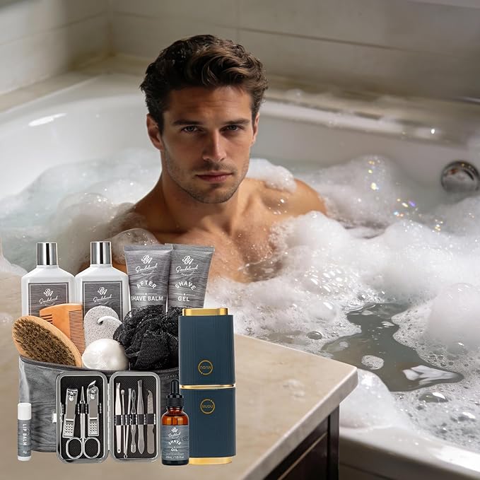 21 Pcs Bath & Body Care Set for Men, Father's Day Gifts for Dad, Home Spa Self - Image 5