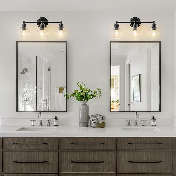Modern Black Bathroom Vanity Lights, 3-Light Matte Black Bathroom Light Fixture - Image 3