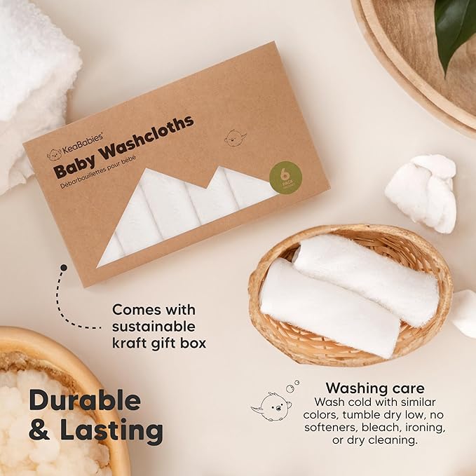 6-Pack Baby Washcloths – Soft Absorbent Viscose from Bamboo Washcloths - Image 7