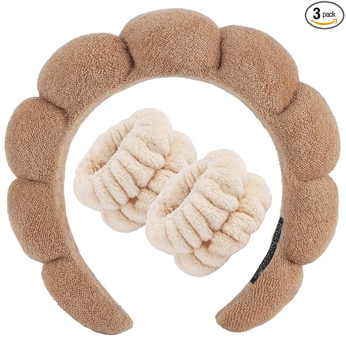 Zkptops Spa Headband for Washing Face Wristband Set Sponge Makeup Skincare by ZKPTOPS