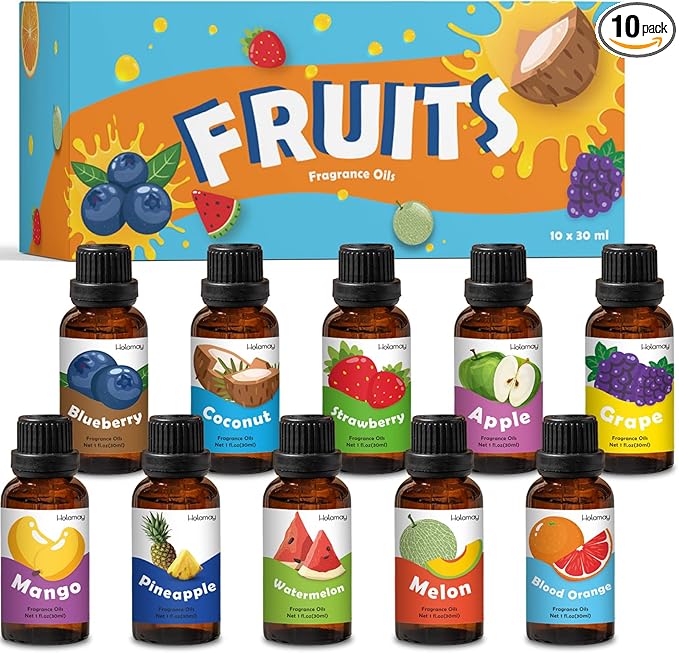 Fruit Fragrance Oil for Candle Soap Making, 10x30ml Holamay Essential Oils for by Holamay