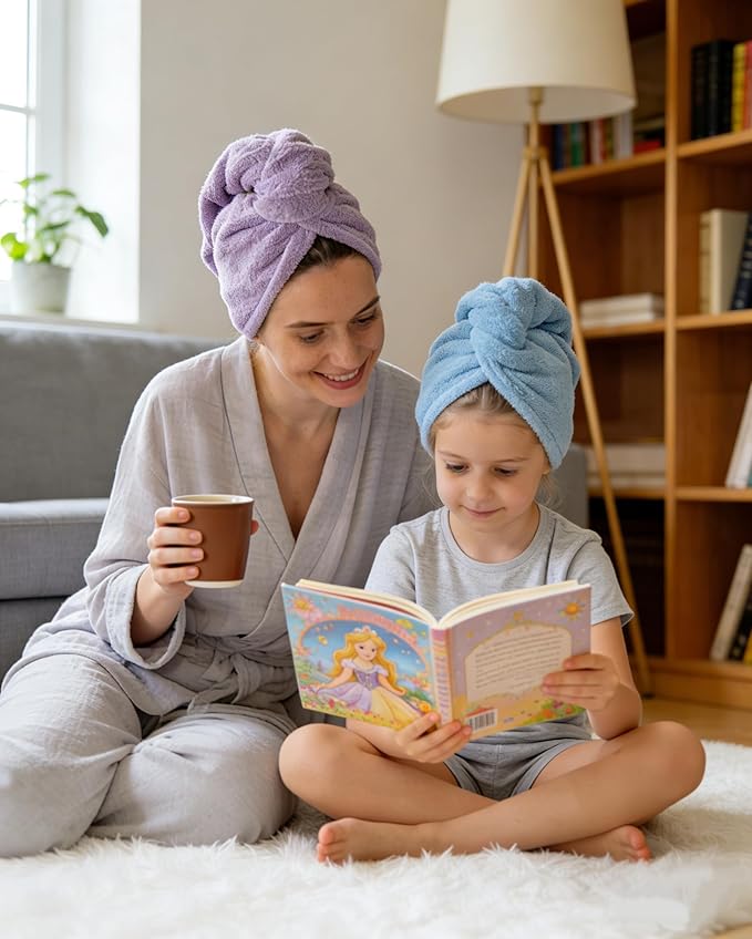 Lumimi Bath Pre Dry Hair Towel 2 Pack Quick Dry Hair Super Absorbent - Image 5