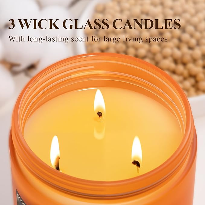 Auelife Winter Candles, Fir & Cedarwood Scented Candle – 22oz Large 3-Wick Soy - Image 3